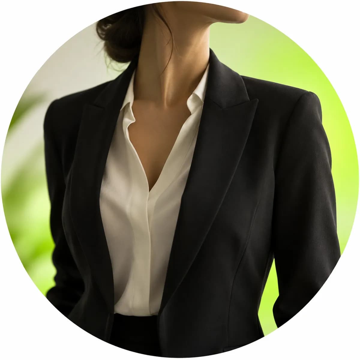 Abstract circular portrait silhouette representing Laura Haleydt