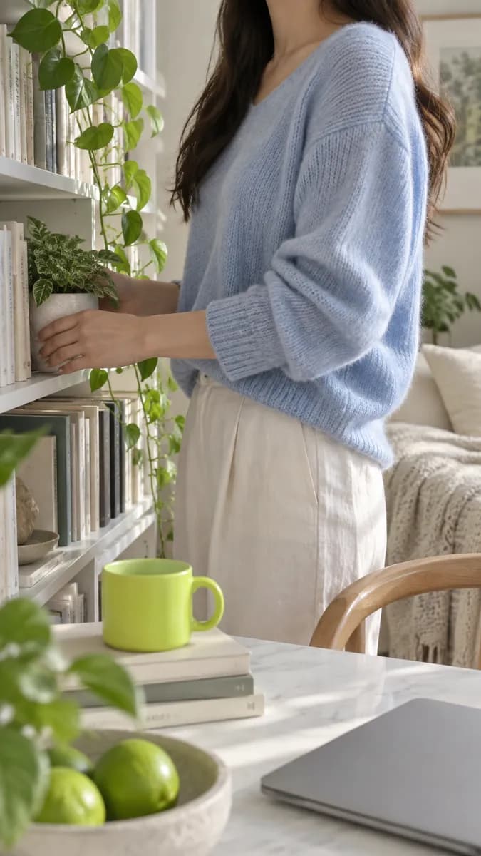 Cropped creative worker surrounded by lime light and soft shadows
