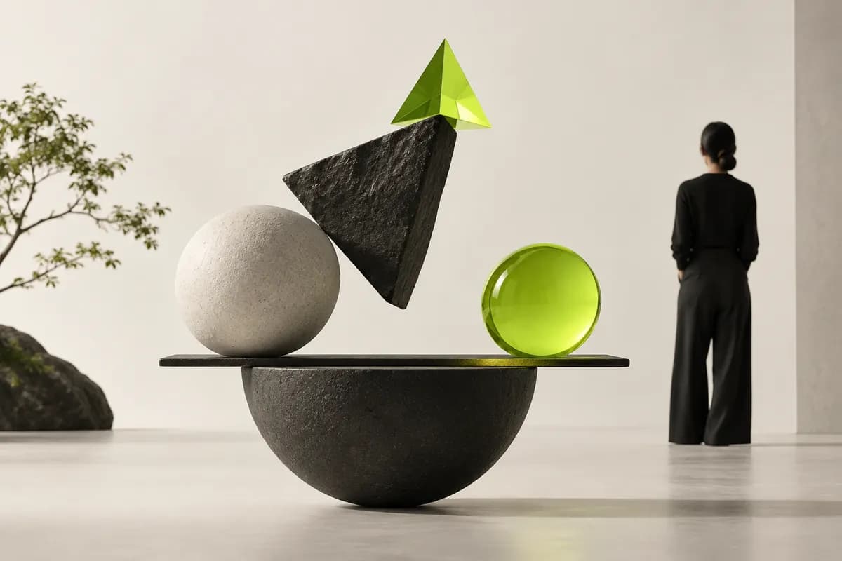 Abstract principles represented by balanced geometric forms