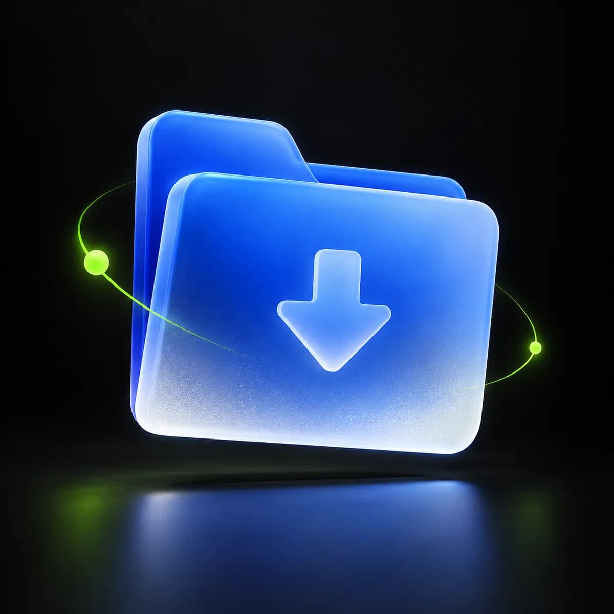 Soft blue folder illustration representing downloading a finished video