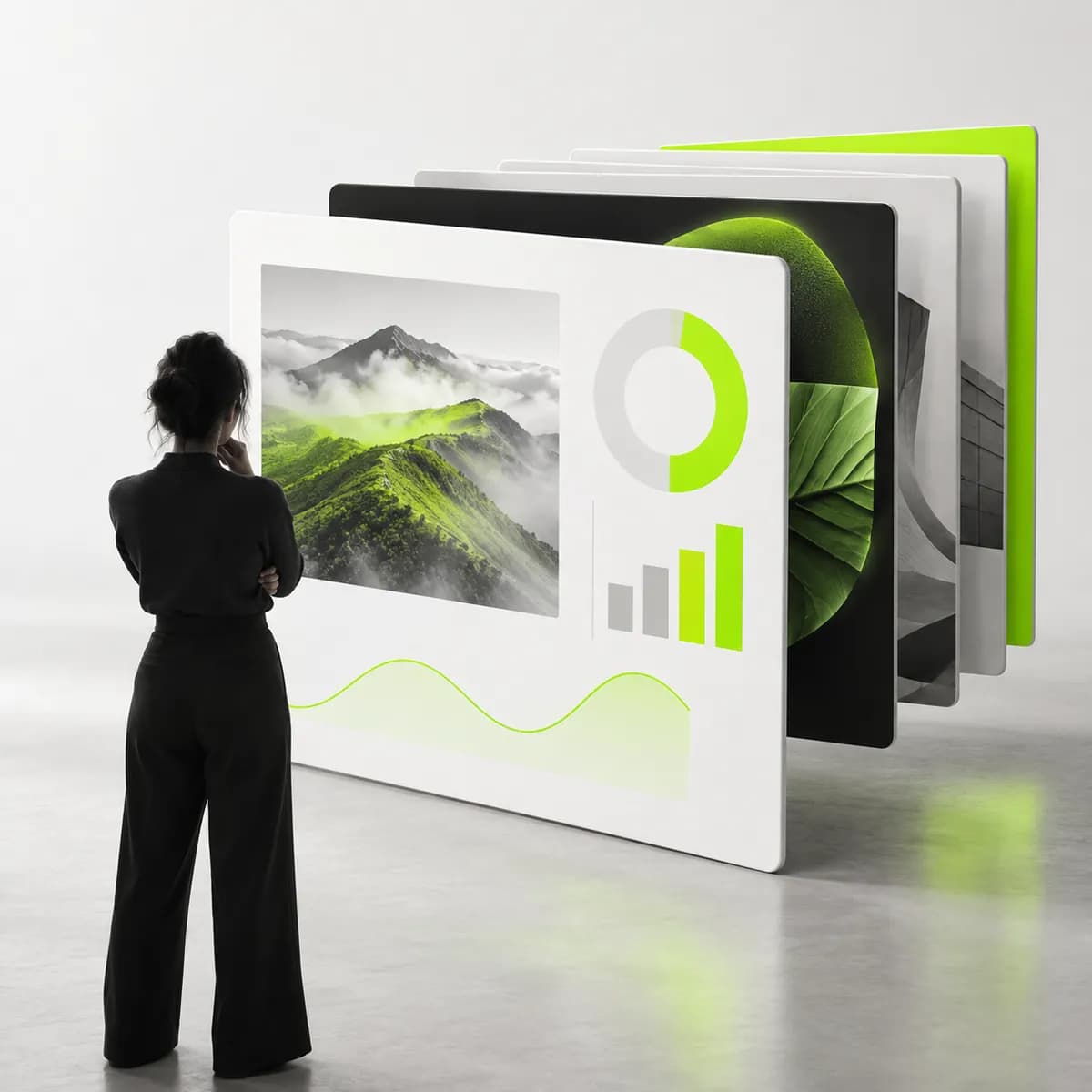 Clean presentation panels representing AI Presentation Maker