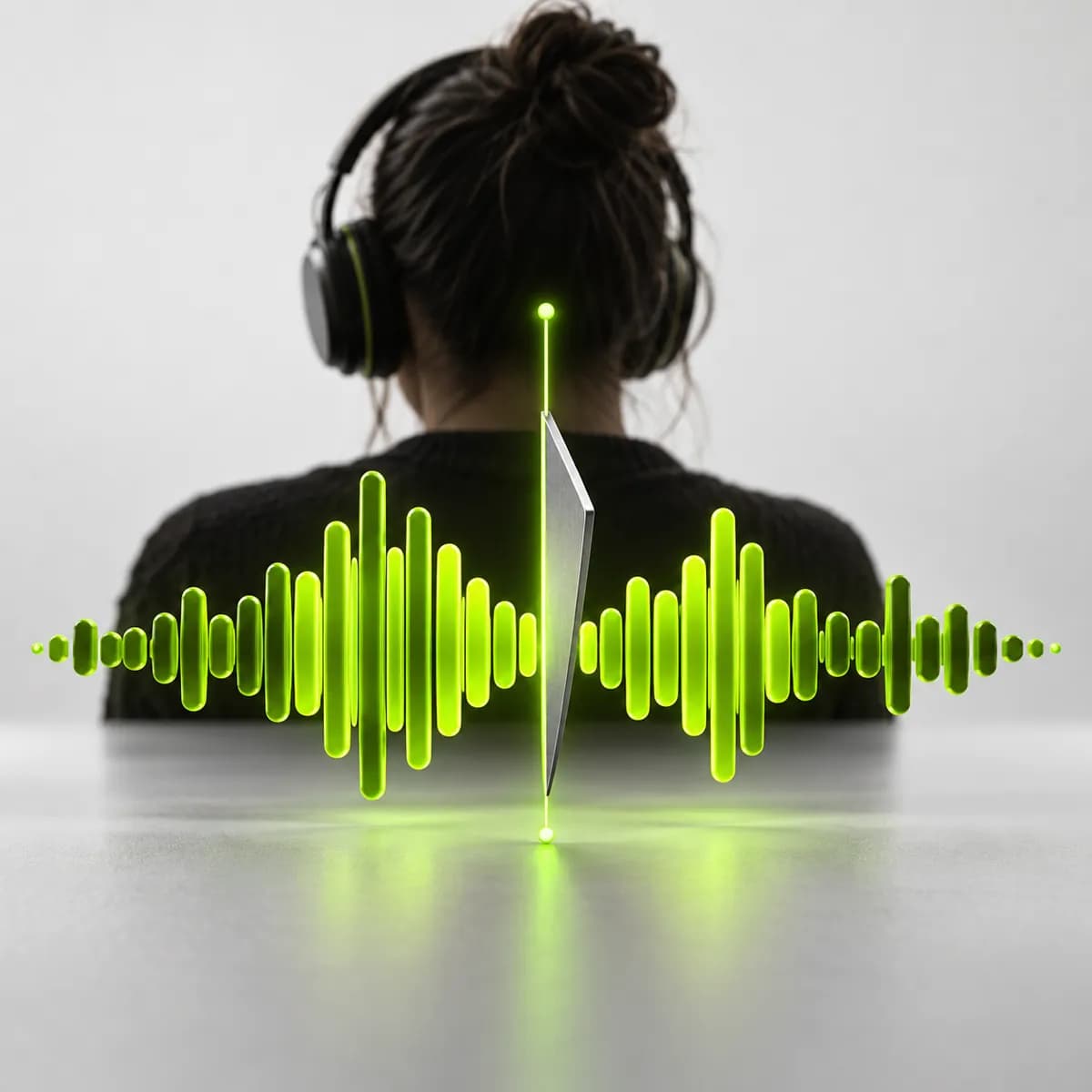 Bright waveform with a precise cut marker representing Audio Cutter