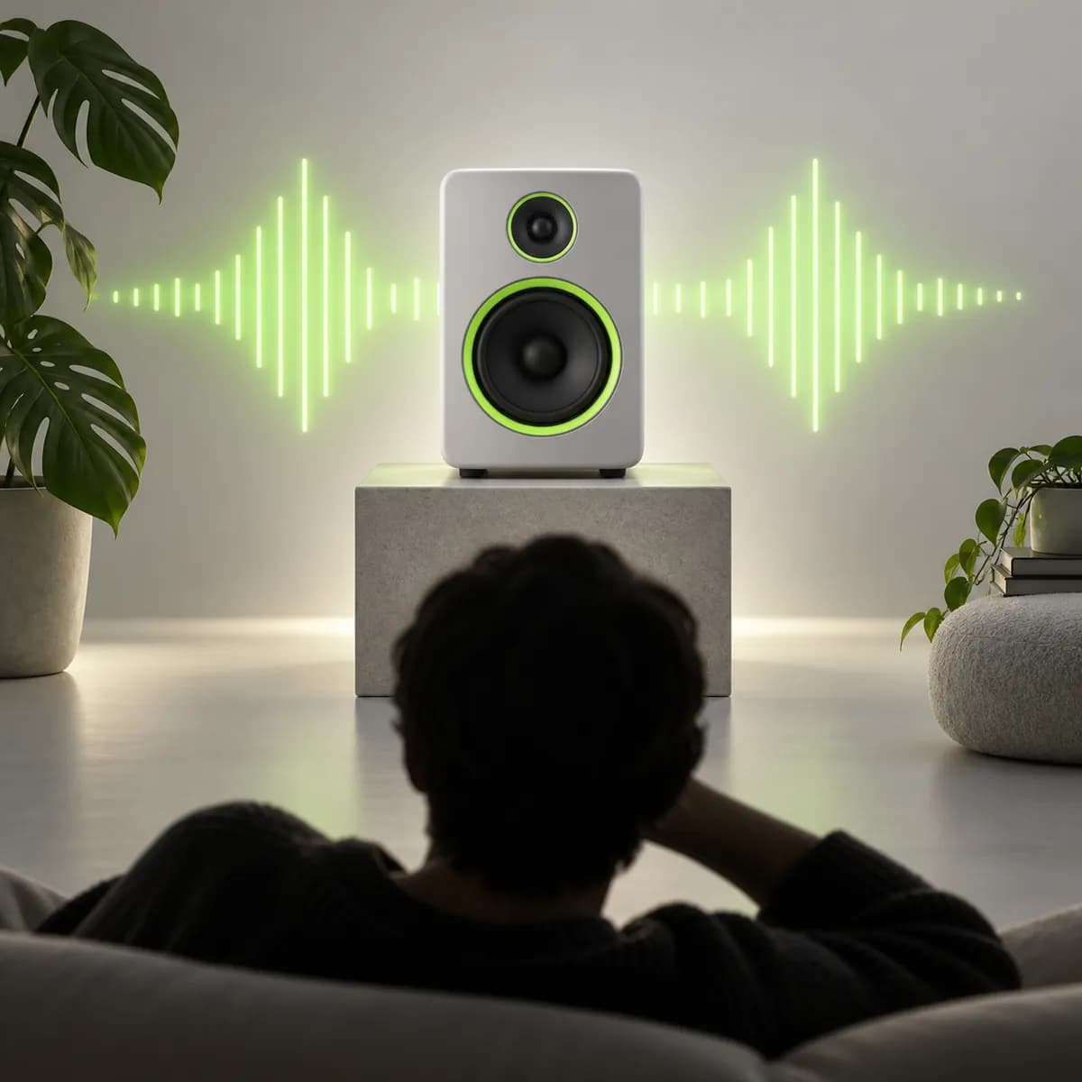 Minimal speaker and waveform representing Audio Player