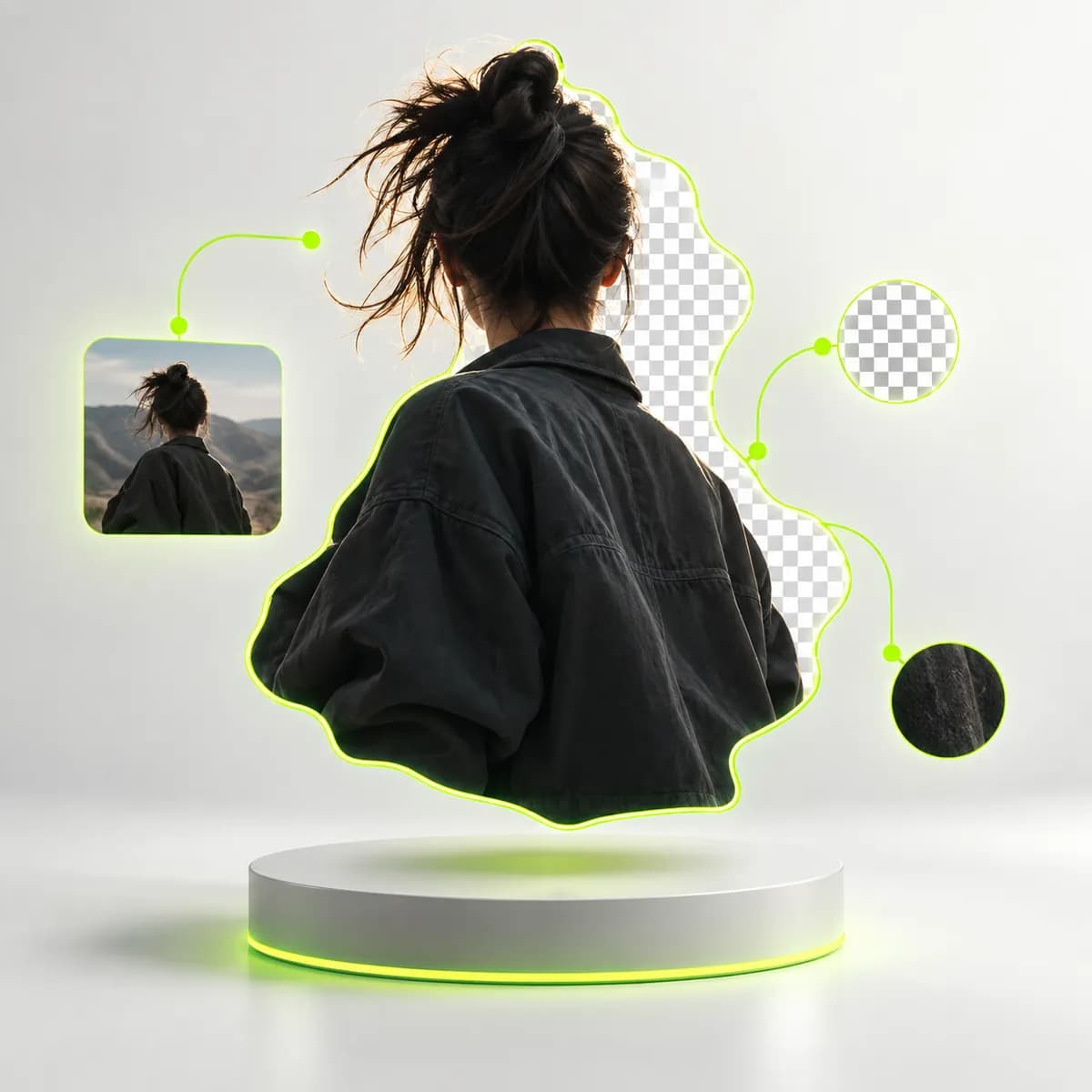 Floating cutout silhouette and clean edge representing Background Remover API
