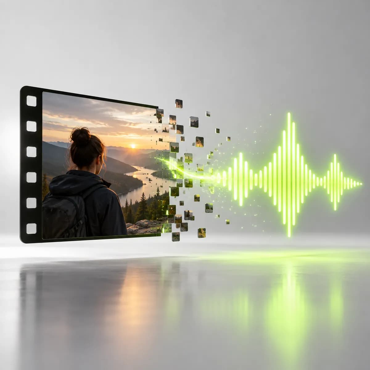 Video frame separating into a waveform representing Extract Audio from Video
