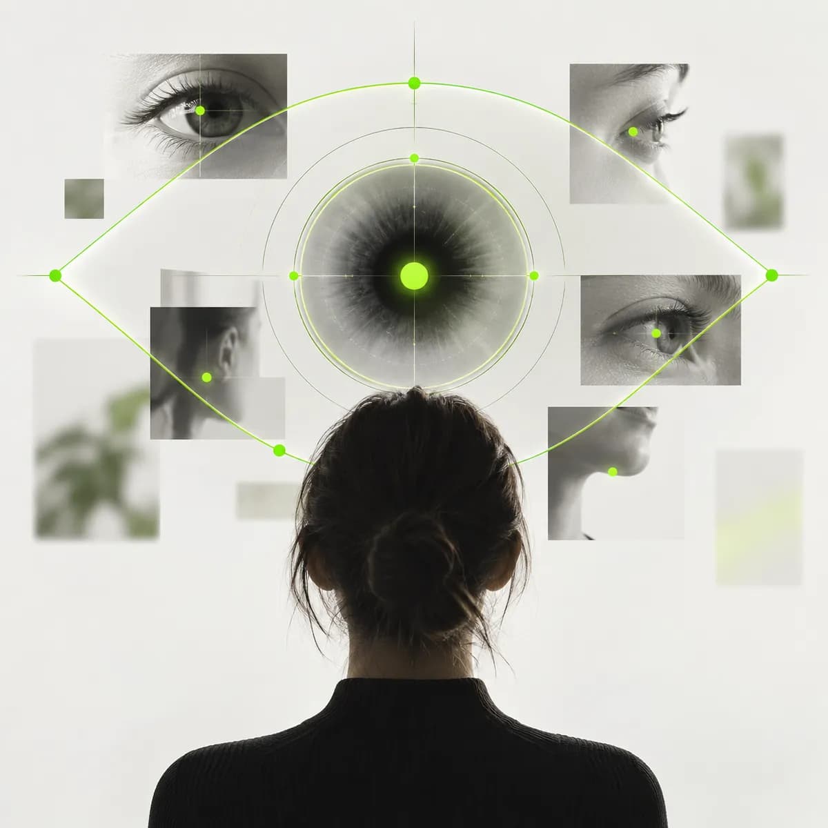 Abstract eye outline and tracking points representing Eye Tracking Software