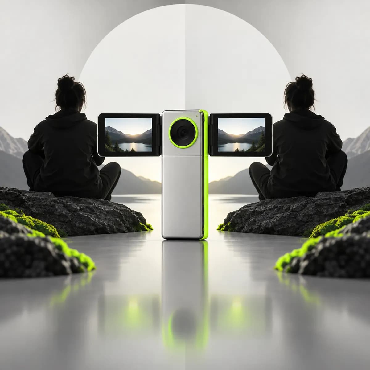 Mirrored film frame representing Flip Video
