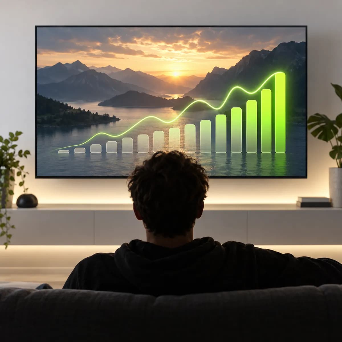Rising waveform bars representing Increase Volume of Video