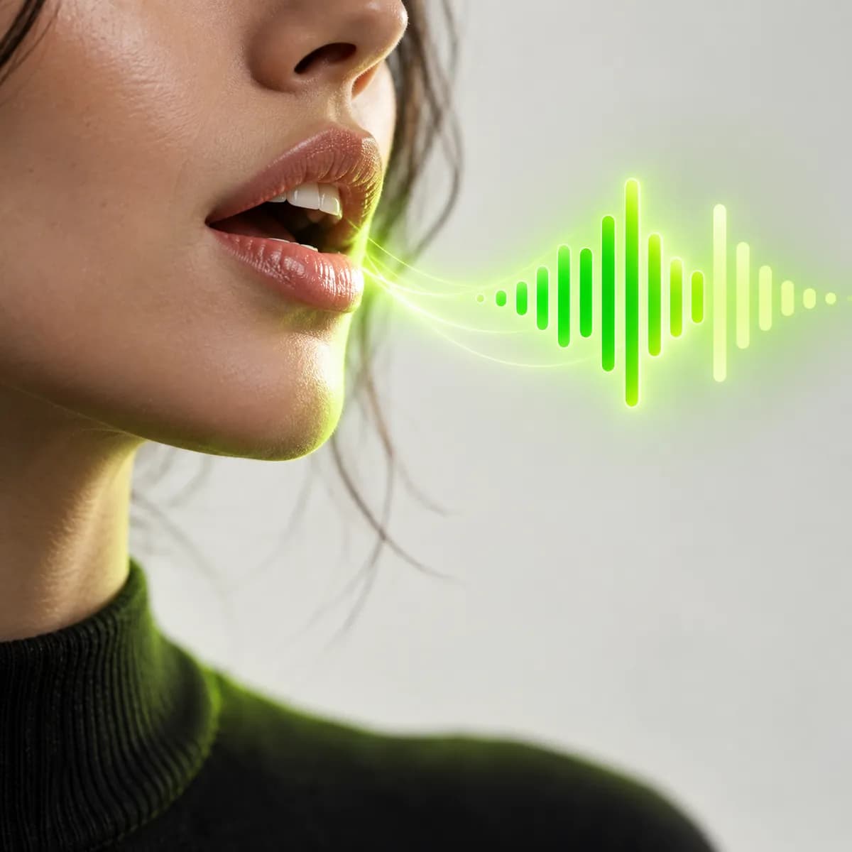 Abstract portrait with synchronized waveform representing Lip Sync AI