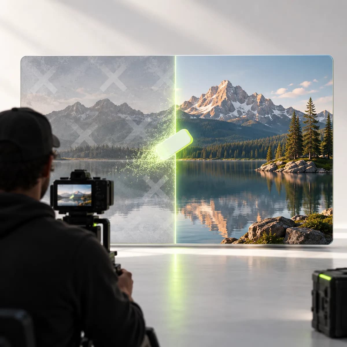 Clean video frame with a soft erased patch representing Remove Watermark from Video