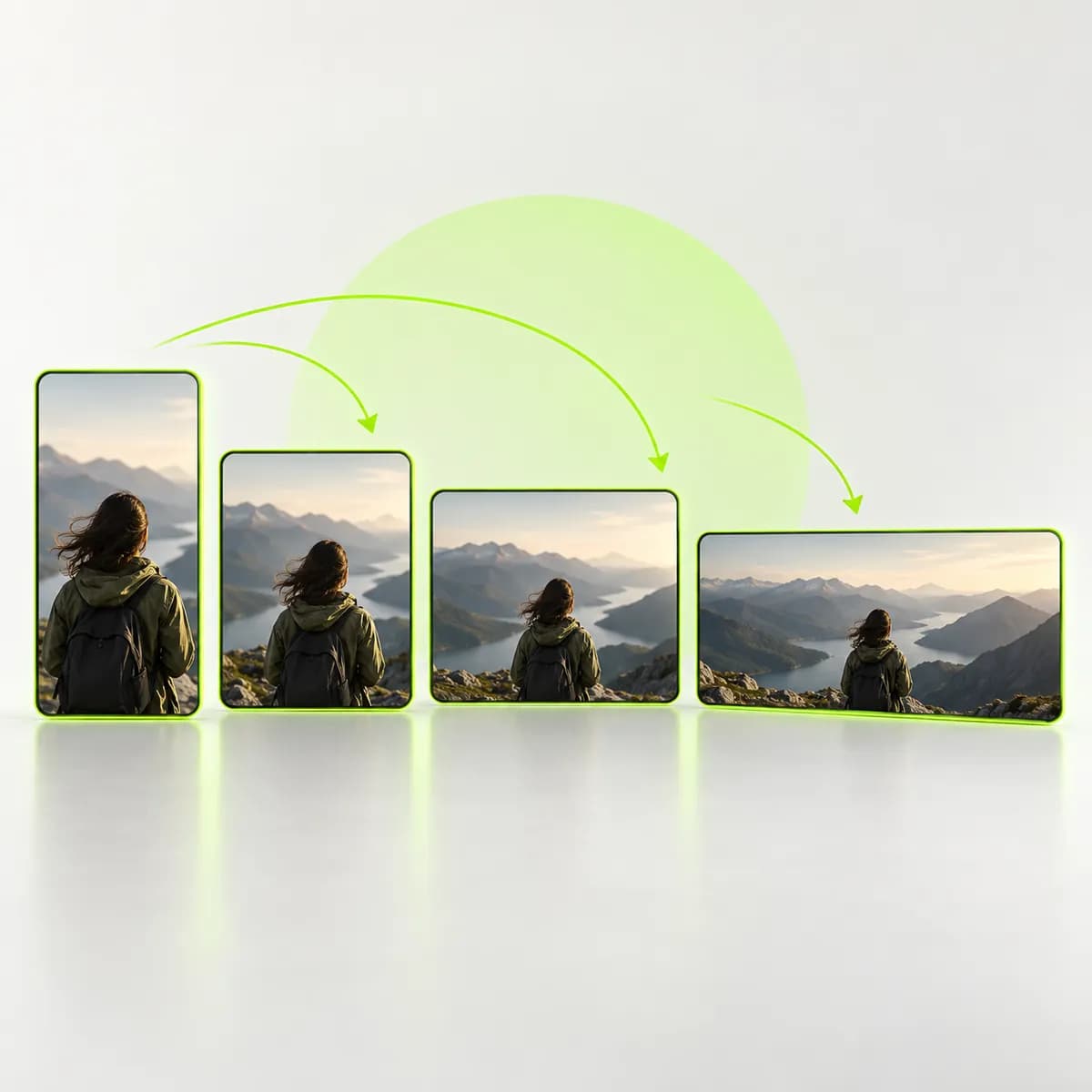 Several proportional video frames representing Resize Video