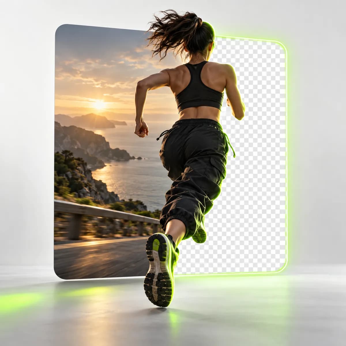 Cropped moving subject separated from a cinematic background representing Video Background Remover