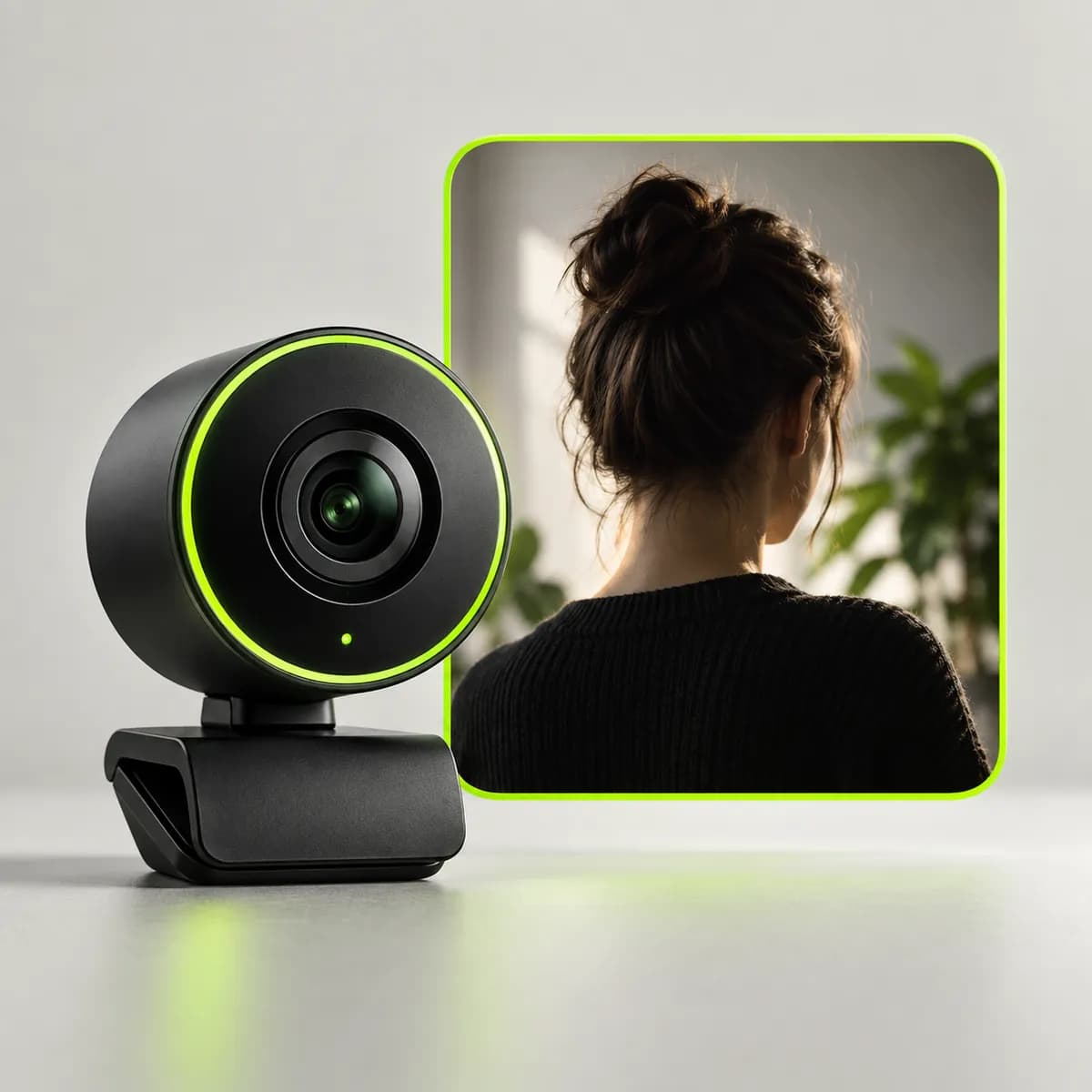 Webcam lens and cropped portrait frame representing Webcam Recorder
