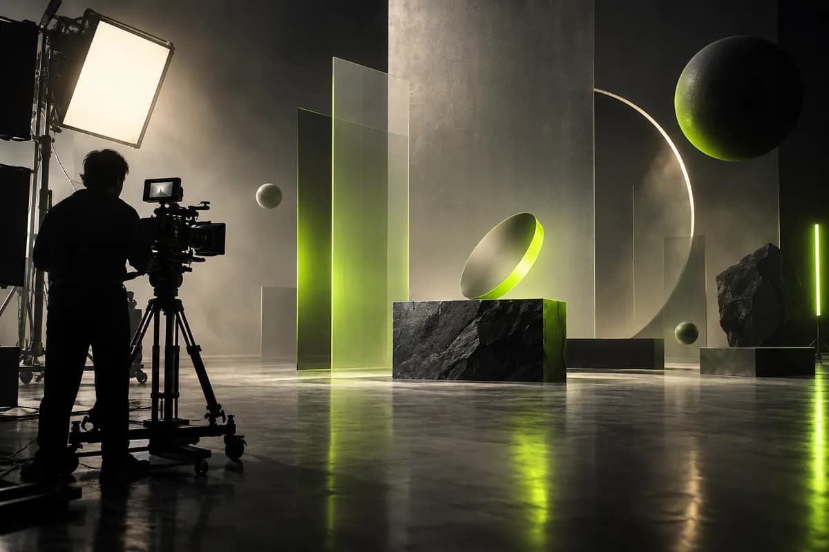 Abstract cinematic scene representing a selection of AI video generation styles