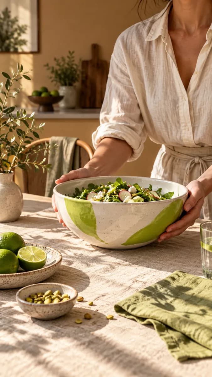 Lifestyle story scene with cropped hands presenting a colorful object