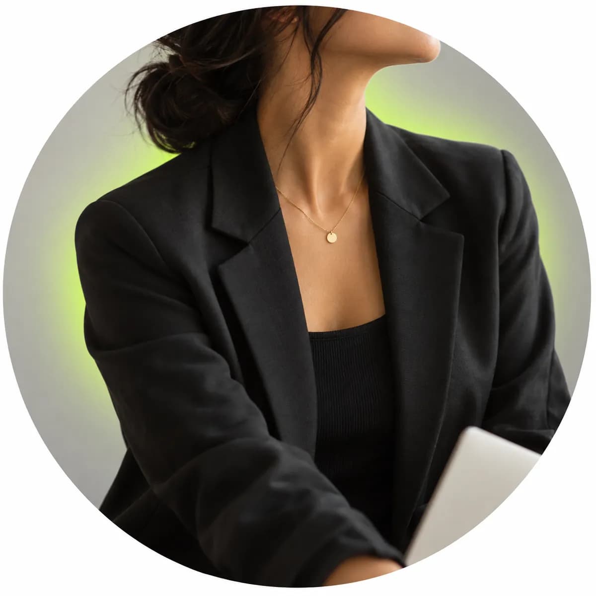 Anonymous professional customer portrait shown as a soft silhouette
