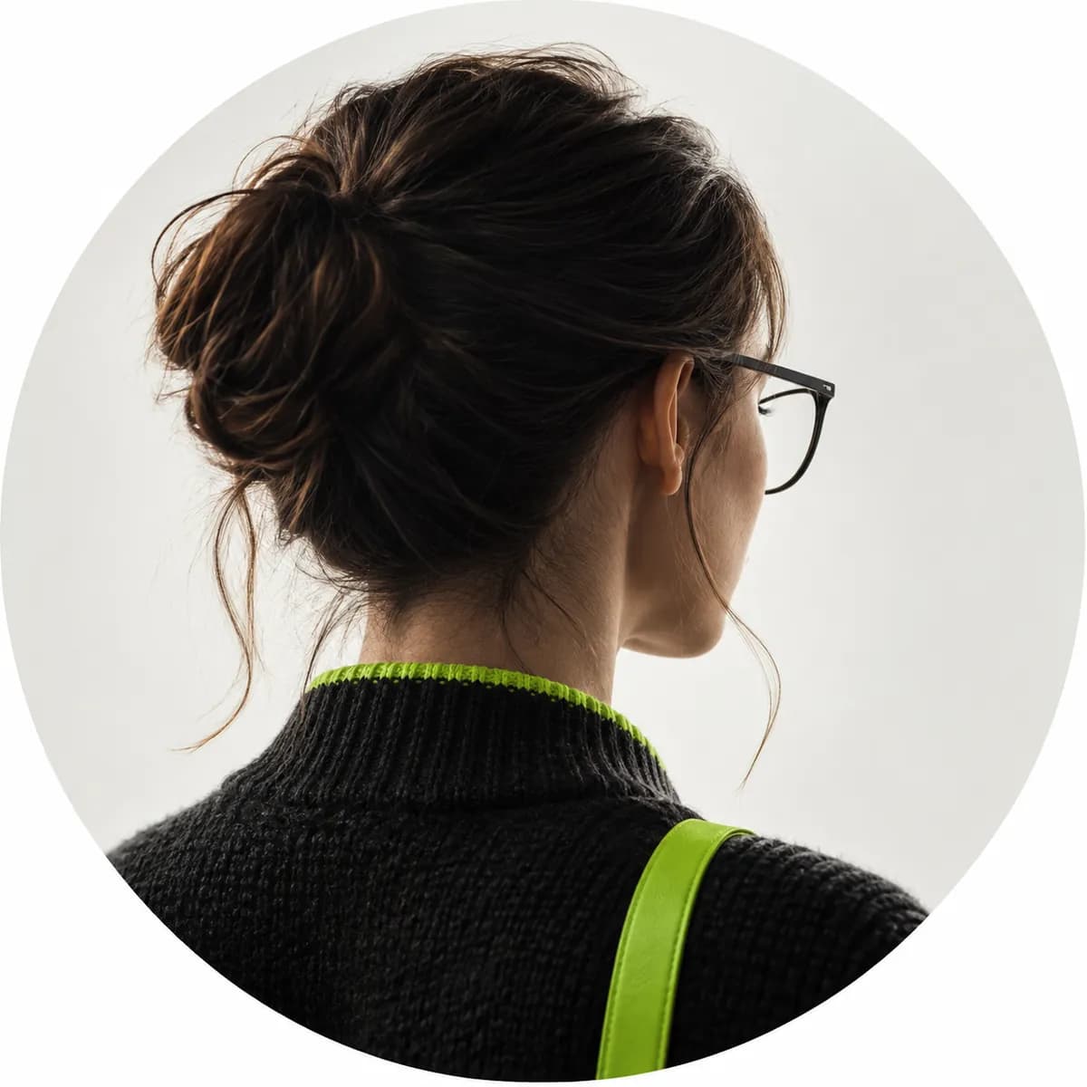 Anonymous customer portrait with glasses shown as a cropped silhouette