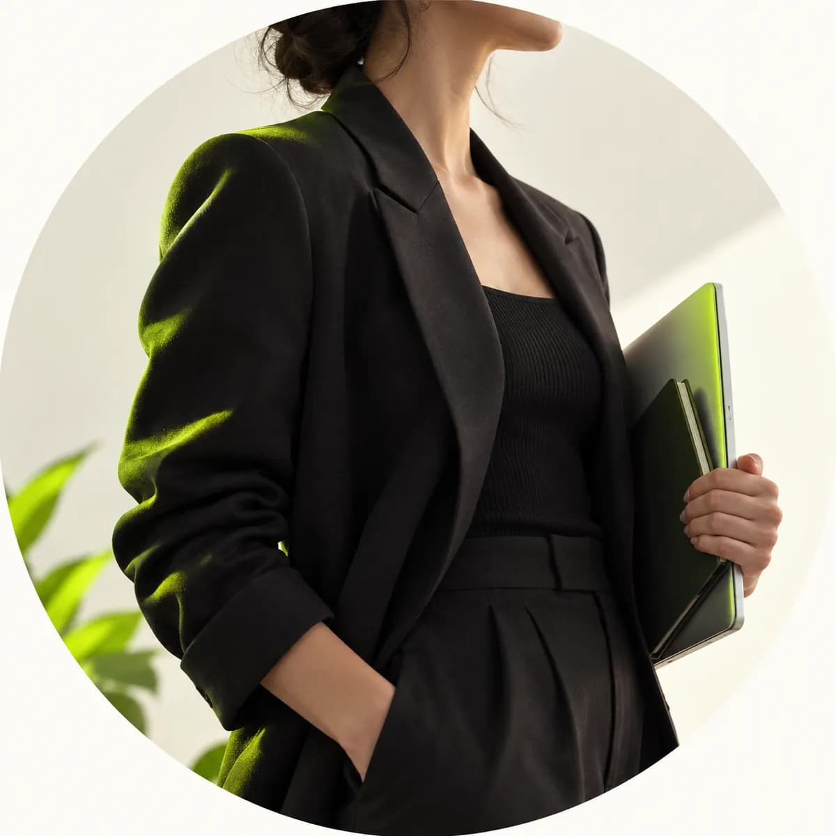 Abstract silhouette portrait of a brand marketing manager in a neutral studio