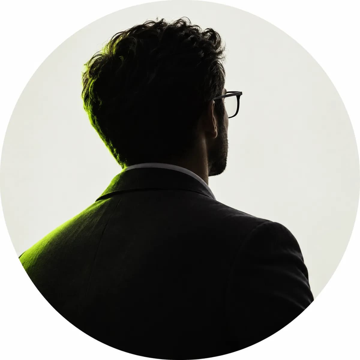 Abstract silhouette portrait of an enterprise account executive wearing glasses