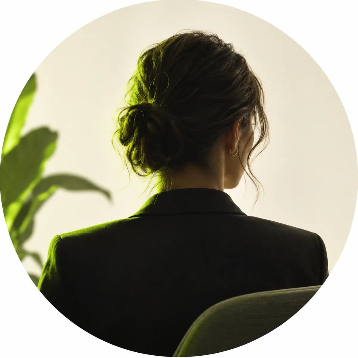 Anonymous brand marketer shown from behind in a soft editorial portrait