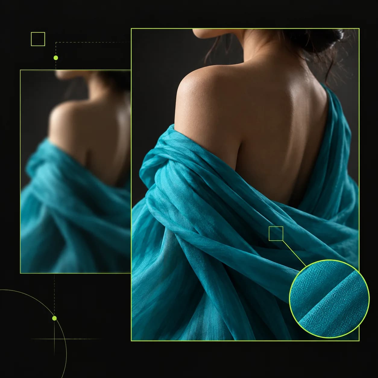 Editorial collage showing a crisp enlarged image beside its softer original