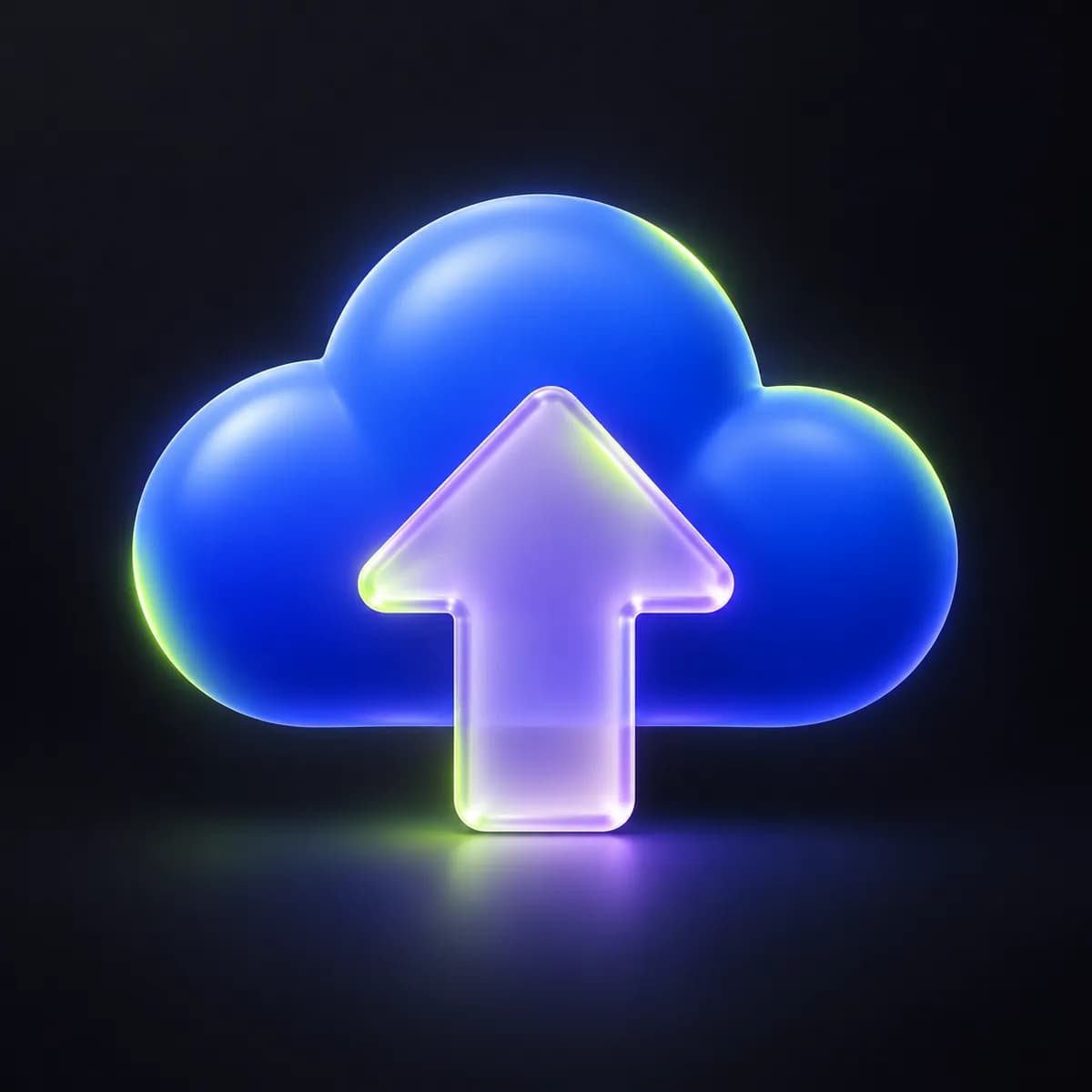 Blue cloud and upward arrow illustration representing image upload