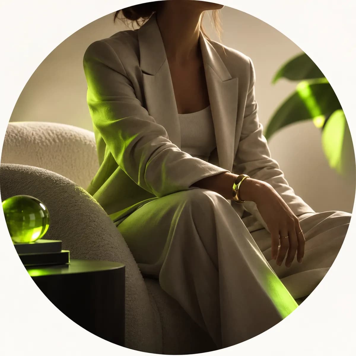 Abstract circular silhouette portrait representing a creative director