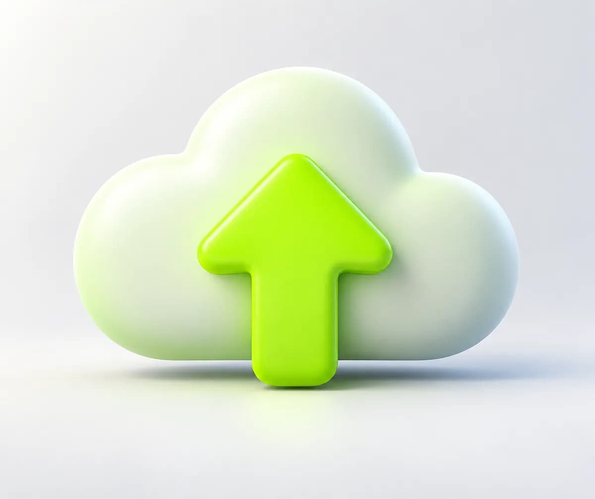 Abstract blue and lime cloud symbol representing uploading a video