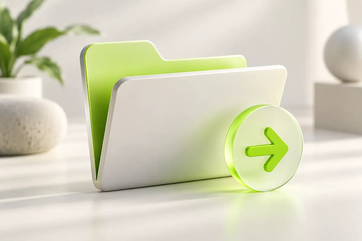Abstract folder and share symbol representing exporting finished clips