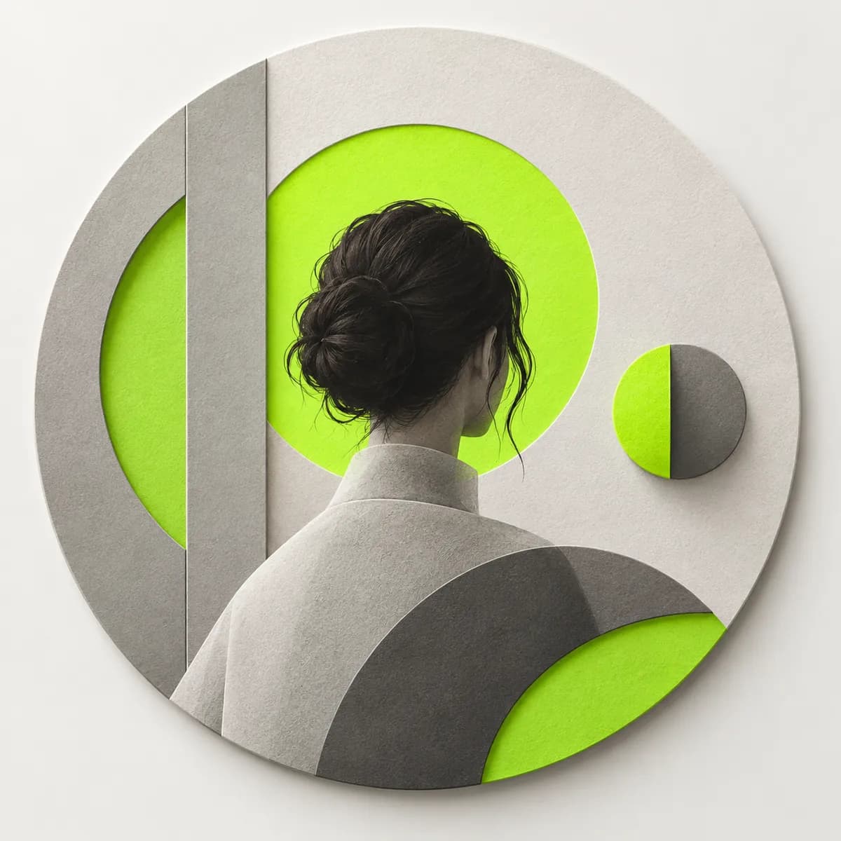 Abstract lime and gray geometric avatar medallion