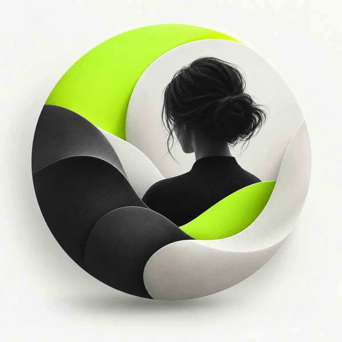 Abstract pale lime and charcoal avatar medallion