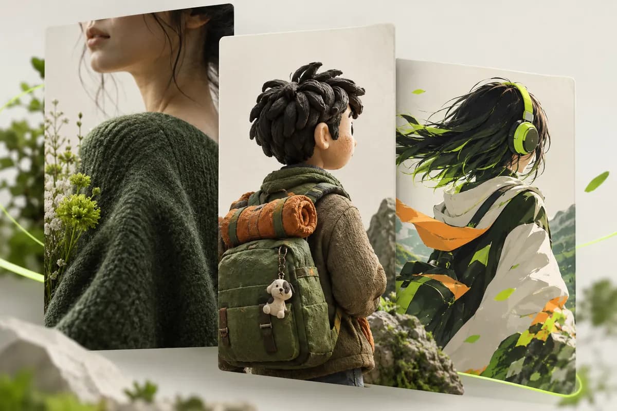 Layered photorealistic, clay, and illustrated character portraits