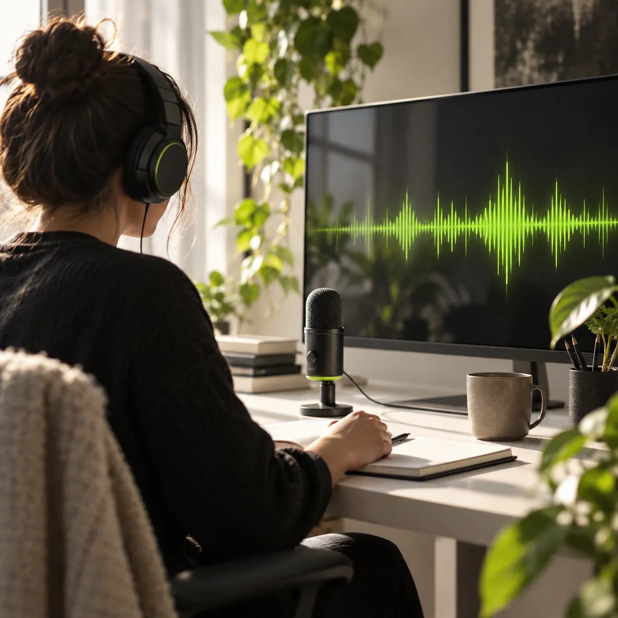 Creative workstation prepared for cleaning spoken audio from video