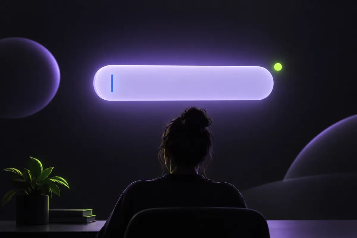 Abstract purple prompt field in a creative video workflow