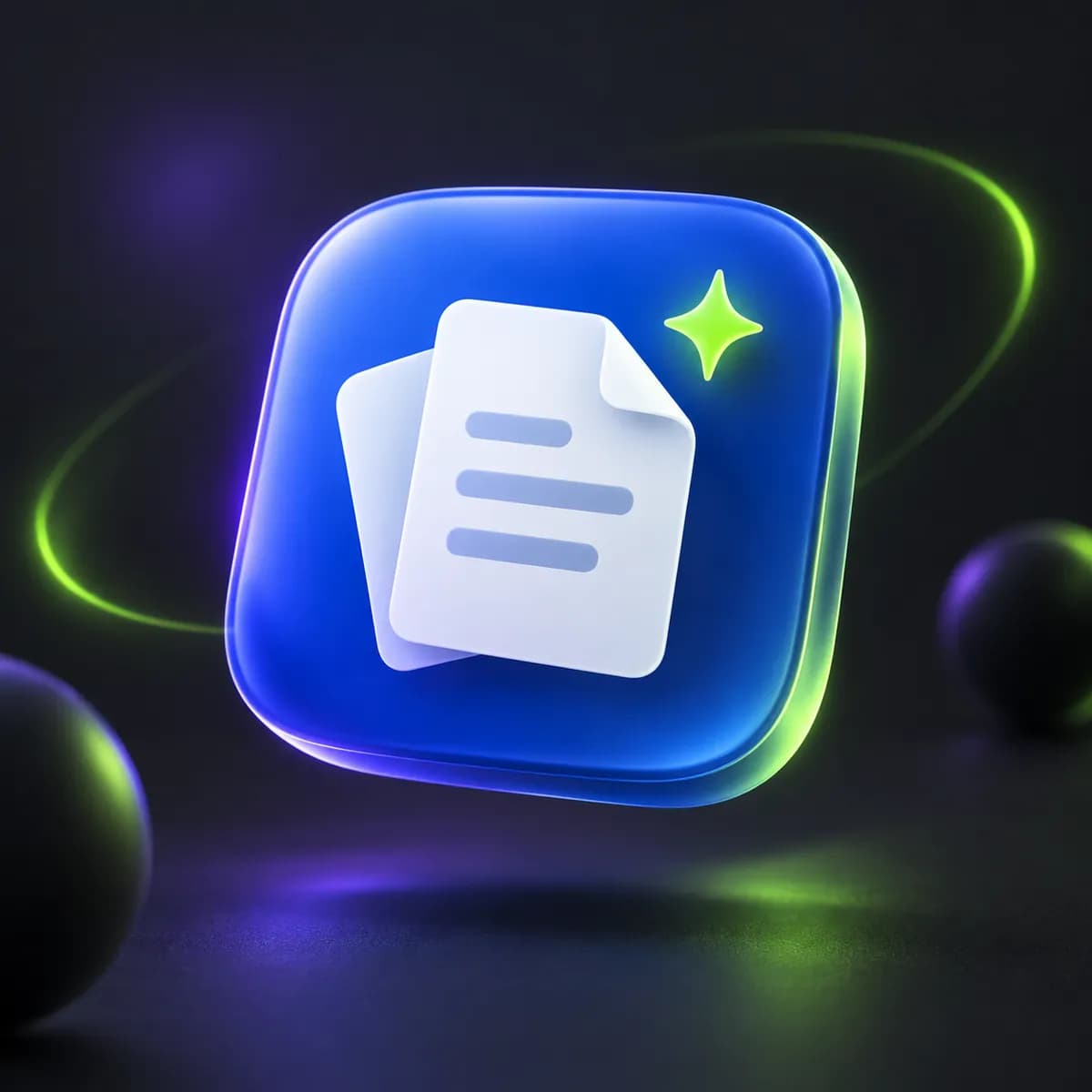 Abstract blue copy and sparkle symbol for exporting a finished script