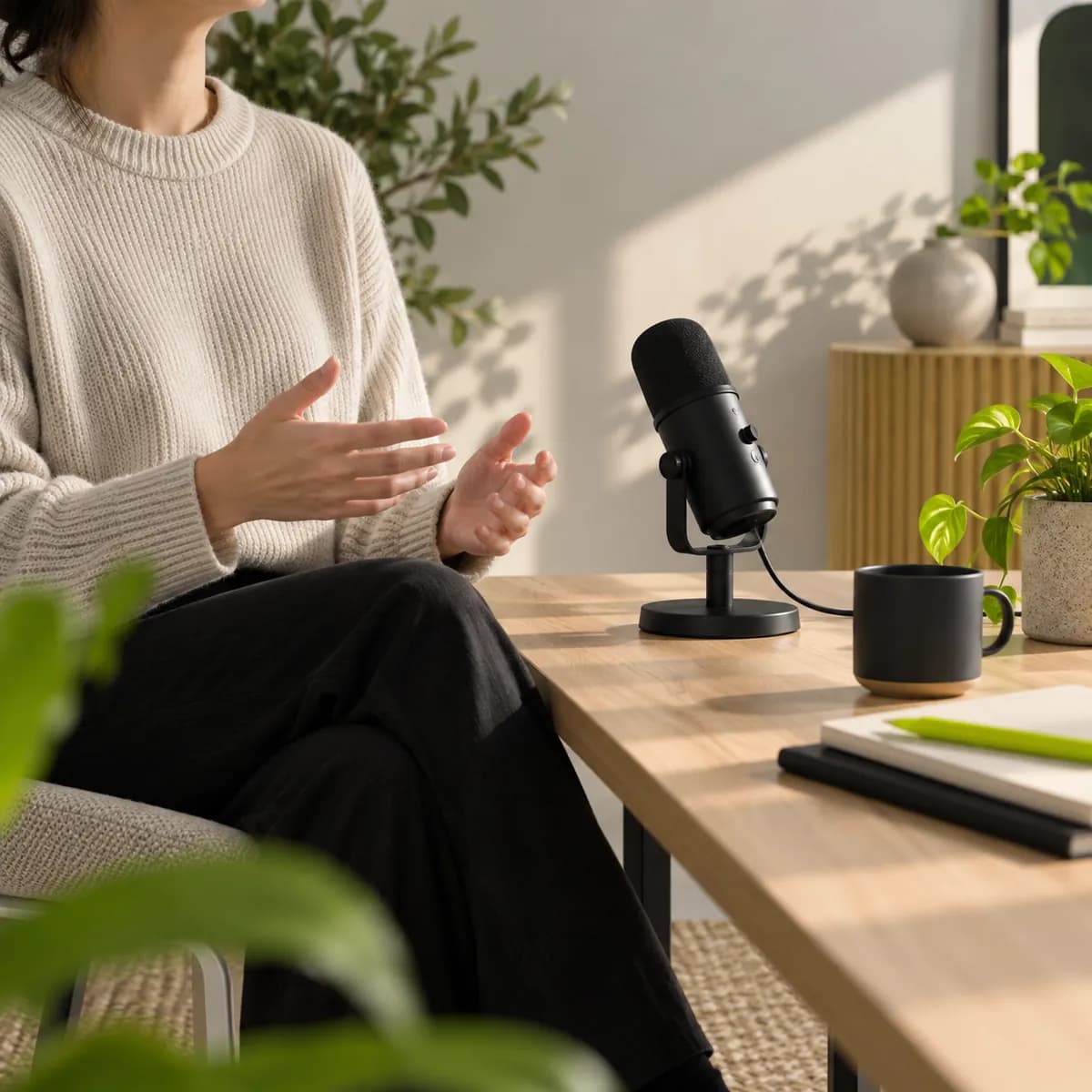 Minimal creator studio prepared for a final narrated video project