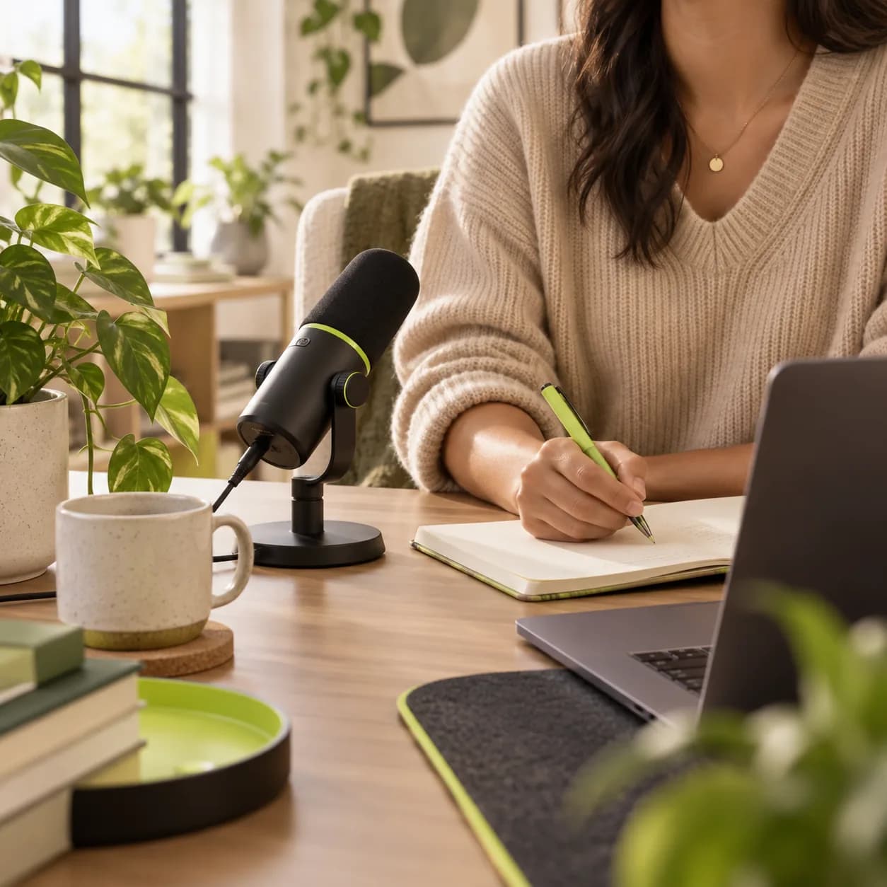 Creative studio scene prepared for turning written ideas into spoken video